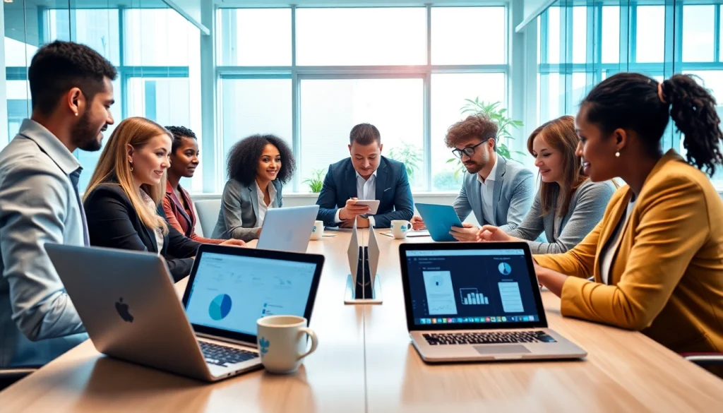 在现代办公环境中协同工作的专业人士使用WPS官网。