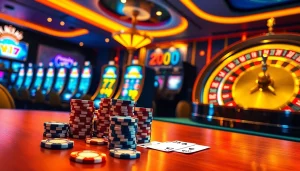 Experience excitement at xx88.casino with vibrant casino games, poker chips, and roulette wheels.