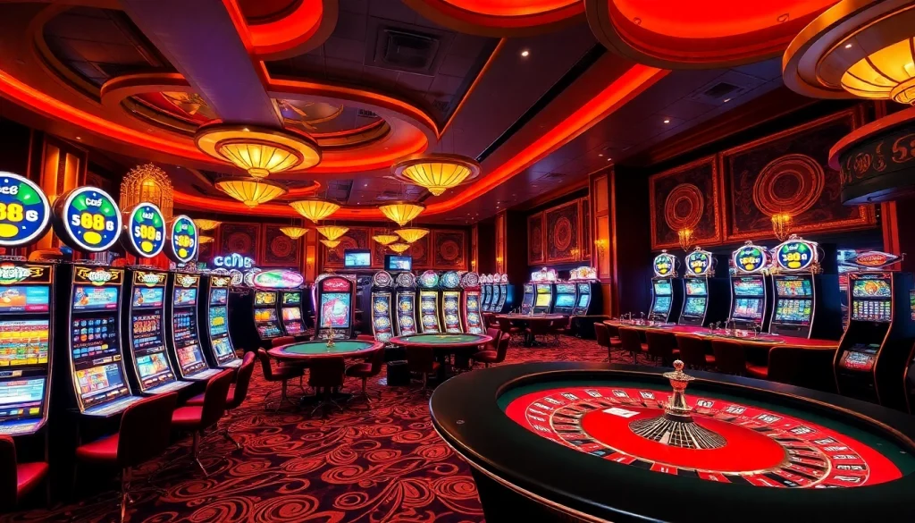 Experience the thrill of gambling with sc88-themed tables and vibrant casino elements.