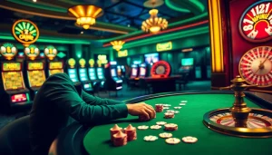 Engaging scene of a player at BB88's upscale casino table, showcasing poker and luxury gaming.