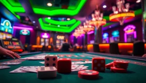 Mostbet onlayn oyunlar dinamik görüntüləri nümayiş etdirir, oyun kartları və zarlar ön planda.