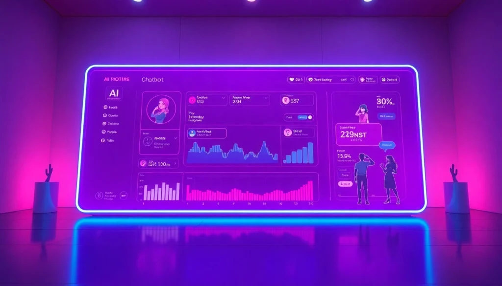 Innovative AI NSFW chatbot interface with vibrant colors and dynamic elements.