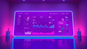 Innovative AI NSFW chatbot interface with vibrant colors and dynamic elements.