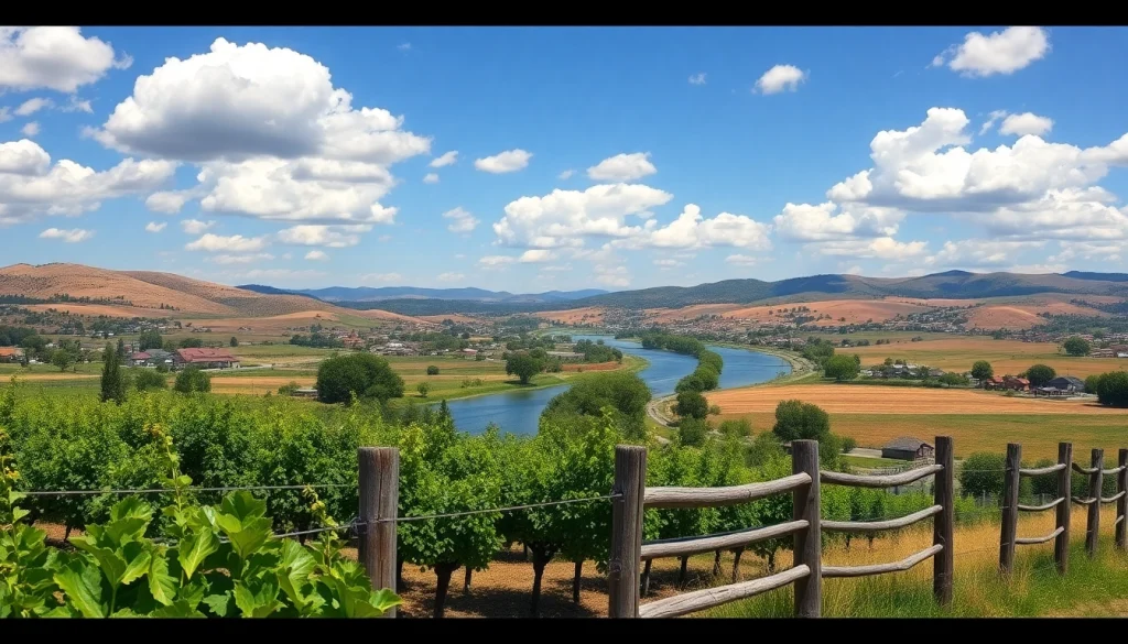 Scenic view of Carksburg CA with vineyards and Sacramento River.