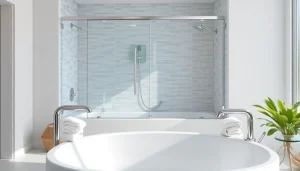 Stunning shower screen door that exemplifies elegance and clarity in a modern bathroom setting.