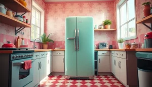 Retro Appliance showcased in a vibrant vintage kitchen with charming details.