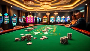 Players enjoying a poised game of blackjack at shbet's luxurious casino table.